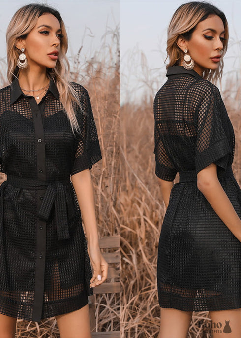 Lace Pure Black boho dress